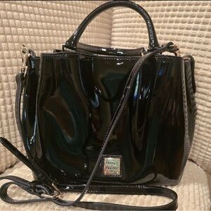 DOONEY & BOURKE Black Patent Leather Barlow Satchel Crossbody Shoulder Bag